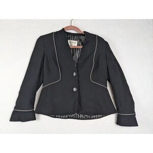 Mary Kay Black Blazer Jacket Size 6P Brookhurst Pinstripe Lining Vintage